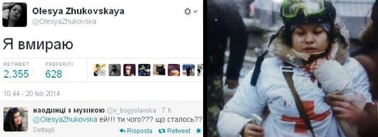 Il tweet di Olesya Zhukovskaya, 21 anni, vittima della strage di Kiev.