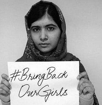La giovane Malala è una delle testimonial della campagna social a favore delle studentesse rapite in Nigeria