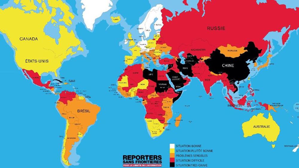 Mappa delle statistiche di Rsf sulla libertà di stampa