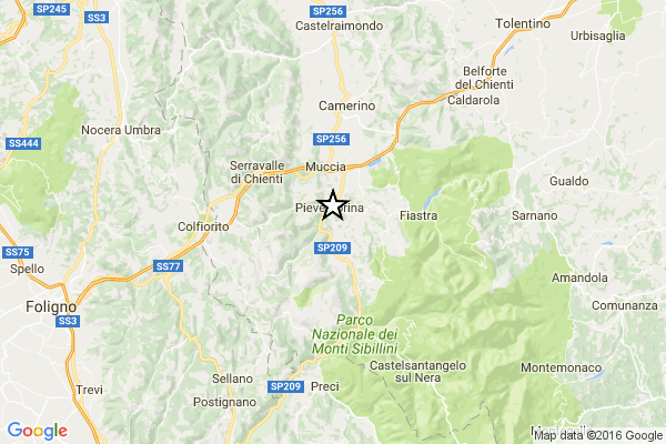 Forte scossa registrata a Pieve Torina in provincia di Macerata